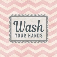 Framed Wash Your Hands Pink Pattern