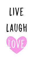 Framed Live Laugh Love - White with Pink Heart