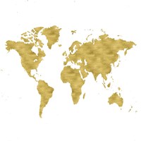 Framed World Map Burnished Gold