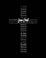 Framed Names of Jesus Cross Silhouette Black