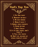 Framed God's Top Ten Brown and Gold Design