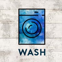 Framed Laundry Sign White Wood Background - Wash