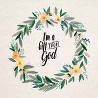 Framed I'm A Gift From God Yellow Flower Wreath