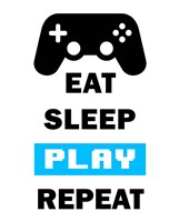 Framed Eat Sleep Game Repeat  - White and Blue