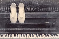 Framed Ballet Shoes And Piano Old Photo Style Dust and Scratches