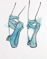 Framed Ballet Shoes En Pointe Blue Watercolor Part I