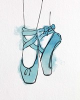 Framed Ballet Shoes En Pointe Blue Watercolor Part III