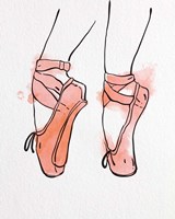 Framed Ballet Shoes En Pointe Orange Watercolor Part I