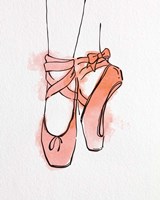 Framed Ballet Shoes En Pointe Orange Watercolor Part III