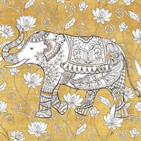 Framed Color my World Elephant II Gold