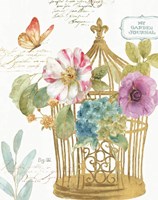 Framed Rainbow Seeds Romantic Birdcage I