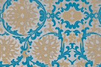 Framed Tan & Blue Floral Pattern II