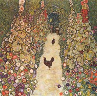 Framed Garden Path with Chickens, 1916