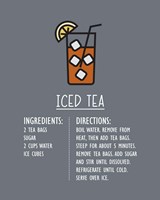 Framed Iced Tea Recipe Gray Background