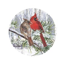 Framed 'Winter Wonder Cardinal Couple' border=