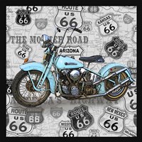 Framed 'Vintage Motorcycles on Route 66-E' border=
