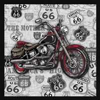 Framed 'Vintage Motorcycles on Route 66-1' border=