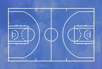 Framed Basketball Court Blue Paint Background