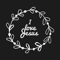 Framed I Love Jesus - Wreath Doodle Black