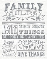 Framed Family Rules II Gray Words