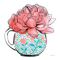 Framed 'Floral Teacups I' border=