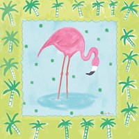 Framed 'Flamingo Dance III v2' border=