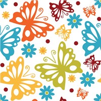 Framed Butterflies and Blooms Playful II