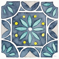 Framed 'Garden Getaway Tile VIII Blue' border=