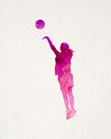 Framed Basketball Girl Watercolor Silhouette Part IV
