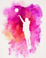 Framed Basketball Girl Watercolor Silhouette Inverted Part IV