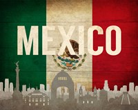 Framed Mexico City, Mexico - Flags and Skyline