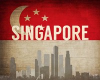 Framed Singapore - Flags and Skyline