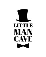 Framed Little Man Cave Top Hat and Bow Tie - White