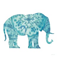 Framed 'Boho Teal Elephant I' border=