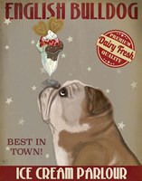 Framed English Bulldog Ice Cream