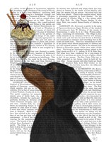 Framed Dachshund, Black and Tan, Ice Cream