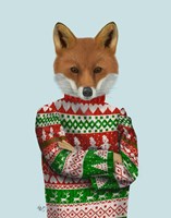 Framed Fox in Christmas Sweater