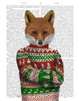 Framed Fox in Christmas Sweater