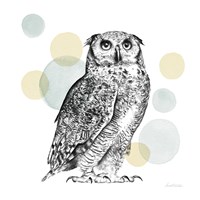 Framed 'Sketchbook Lodge Owl Neutral' border=