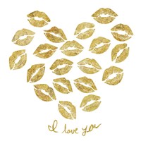 Framed I Love you Gold Lips