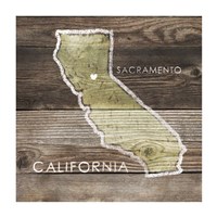 Framed California Rustic Map