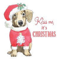 Framed Glamour Pups Christmas III Kiss Me