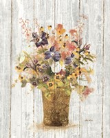 Framed Wild Flowers in Vase II on Barn Board