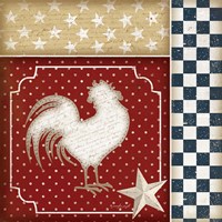 Framed Red White and Blue Rooster IV