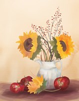 Framed Watercolor Harvest Sunflower II