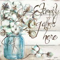 Framed Cotton Boll Mason Jar I Family