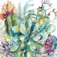 Framed Succulent Garden Watercolor I