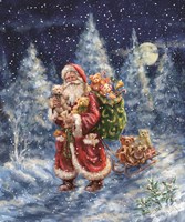 Framed Santa in Winter Woods with sack