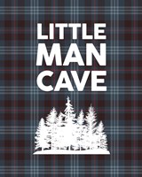 Framed Little Man Cave - Trees Blue Plaid Background