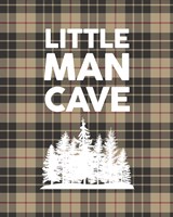 Framed Little Man Cave - Trees Tan Plaid Background